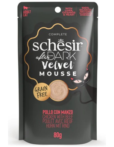 SCHESIR AFTER DARK VELVET MOUSSE POLLO Y TERNERA EN PATÉ PARA GATOS (12 UNIDADES) - 12 X 80 GR 12 X 80 GR - 2