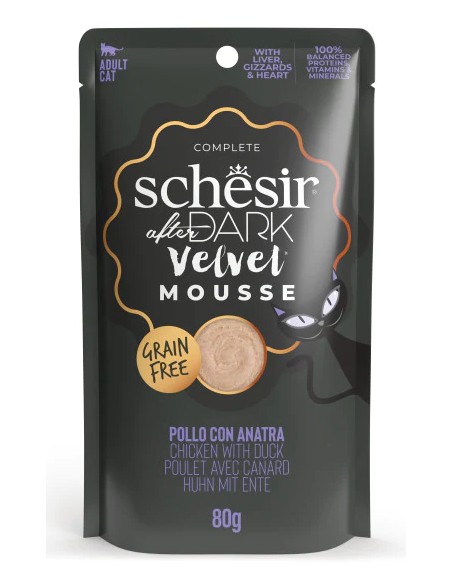 SCHESIR AFTER DARK VELVET MOUSSE POLLO Y PATO EN PATÉ PARA GATOS (12 UNIDADES) - 12 X 80 GR 12 X 80 GR - 2