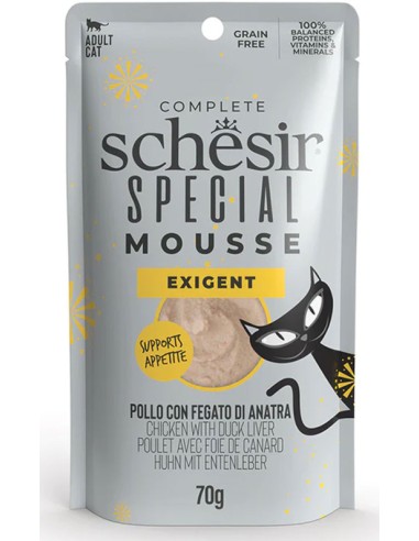 SCHESIR SPECIAL MOUSSE EXIGENT POLLO CON HIGADO DE PATO PARA GATOS (12 UNIDADES) - 12 X 70 GR 12 X 70 GR - 2