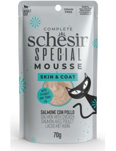 SCHESIR SPECIAL MOUSSE SKIN&COAT SALMON CON POLLO PARA GATOS (12 UNIDADES) - 12 X 70 GR 12 X 70 GR - 2