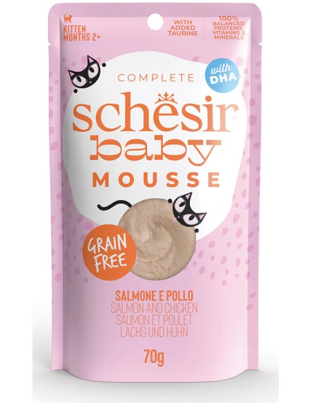 SCHESIR BABY MOUSSE POLLO CON SALMÓN PARA GATITOS (12 UNIDADES) - 12 X 70 GR 12 X 70 GR - 2