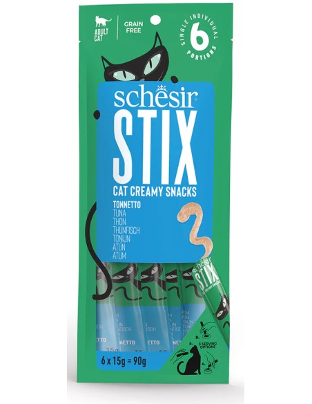 SCHESIR STIX SNACK CREAMY ATÚN PARA GATOS - 12 X 6 X 15 GR 12 X 6 X 15 GR - 2