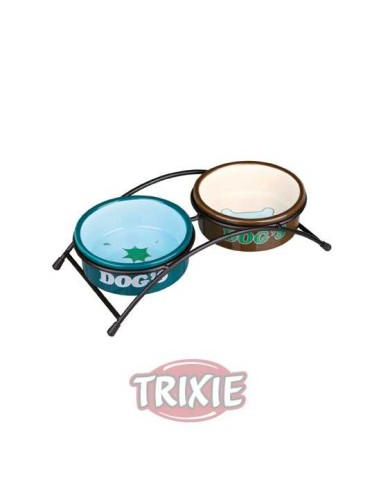 TRIXIE SET COMEDEROS CERÁMICOS CON PIE MARRÓN / NEGRO Ø12 CM ~ 2 X 300 ML - 2