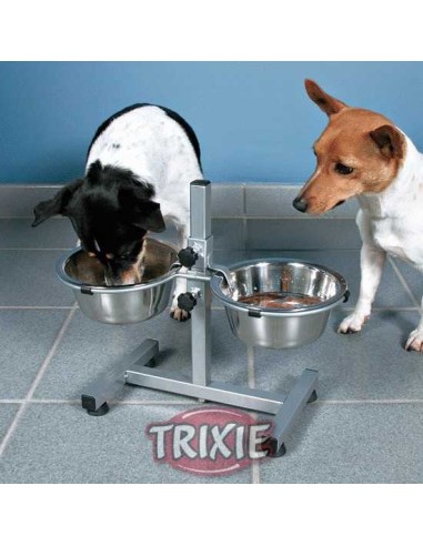 TRIXIE SOPORTE CON 2 COMEDEROS Ø15 CM (0.75 LITROS) / 27 CM Ø20 CM (1.80 LITROS) / 40 CM Ø24 CM (2.80 LITROS) / 50 CM Ø28  - 2