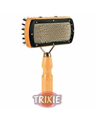 TRIXIE CARDA BLANDA DOBLE CARA MANGO MADERA 10 X 18 CM - 2