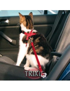 TRIXIE ARNÉS Y CINTURÓN SEGURIDAD GATOS ROJO 20-50 CM - 2