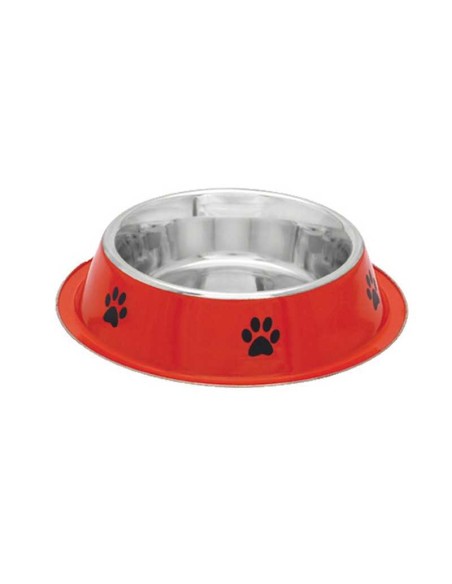 PETIPOP COMEDERO / BEBEDERO ACERO HUELLAS ROJO