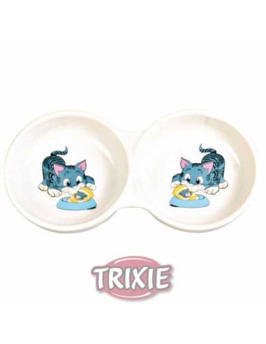 TRIXIE COMEDERO CERÁMICO DOBLE IMPRESO 2 X Ø11 CM / 150 ML - 2