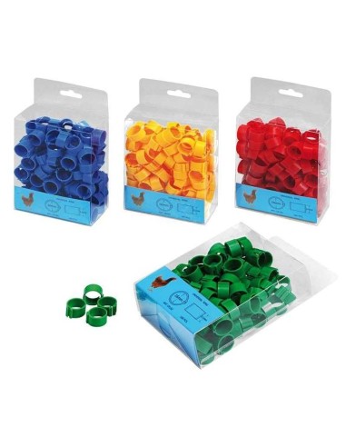 COPELE ANILLAS PLÁSTICO DE 16MM PARA GALLINAS (100 UNIDADES) ROJO AMARILLO VERDE AZUL MARINO - 2