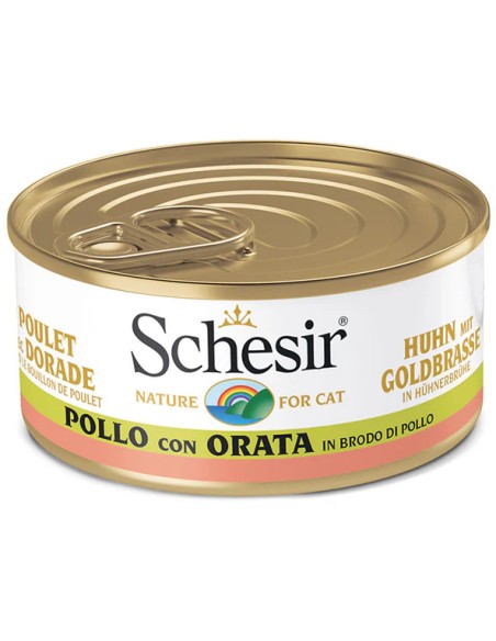 SCHESIR POLLO CON DORADA EN CALDO DE COCCIÓN PARA GATOS - 70 GR (14 UNIDADES) 14 X 70 GR - 2