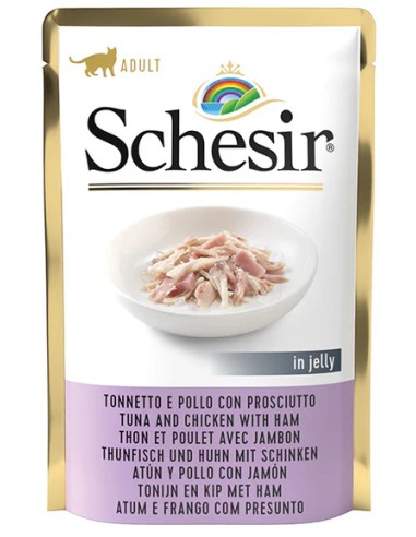 SCHESIR POLLO CON JAMÓN EN GELATINA PARA GATOS - 85 GR (20 UNIDADES) 20 X 85 GR