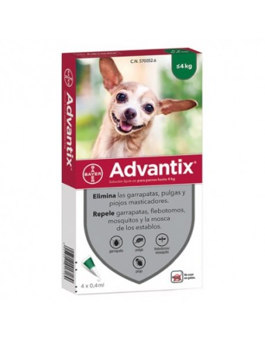 BAYER ADVANTIX PIPETA PERROS PEQUEÑOS 4 UNIDADES 24 UNIDADES - 2