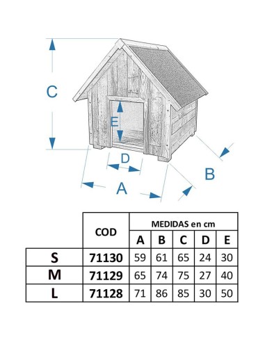 COPELE CASETA DE MADERA RECICLADA PARA PERROS 71 X 86 X 85 CM 65 X 74 X 75 CM 59 X 61 X 65 CM - 3