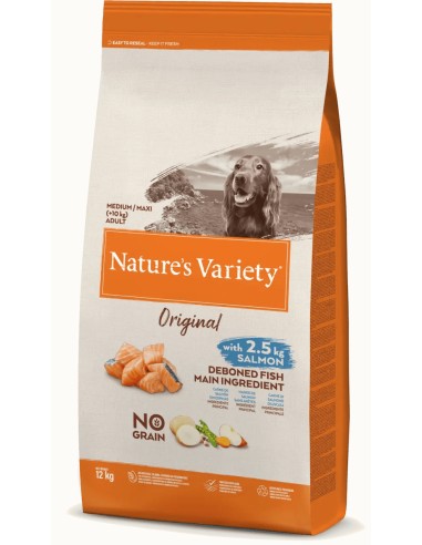 NATURES VARIETY ORIGINAL NO GRAIN MEDIUM / MAXI SALMÓN PARA PERROS 2 KG 10 KG - 2