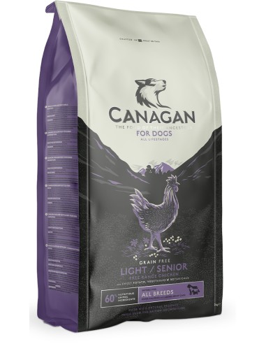 CANAGAN POLLO CAMPERO LIGHT Y SENIOR PARA PERROS 2 KG 12 KG 6 KG - 3
