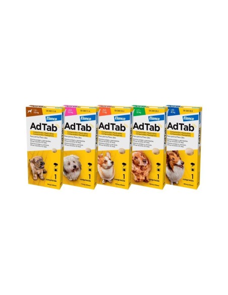 ELANCO ADTAB ANTIPARASITARIO EN COMPRIMIDO PARA PERROS 1 3 - 2 5 KG 2 5 - 5 KG 5 5 - 11 KG 11 - 22 KG 22 - 45 KG - 3