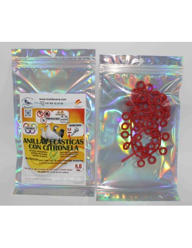 MOLDES AVE ANILLAS DE MARCAJE CON CITRONELA ANTIPARÁSITOS PARA PALOMOS 8 MM - 50 UNIDADES ROJO AZUL AMARILLO VERDE ROSA Ø8 - 3