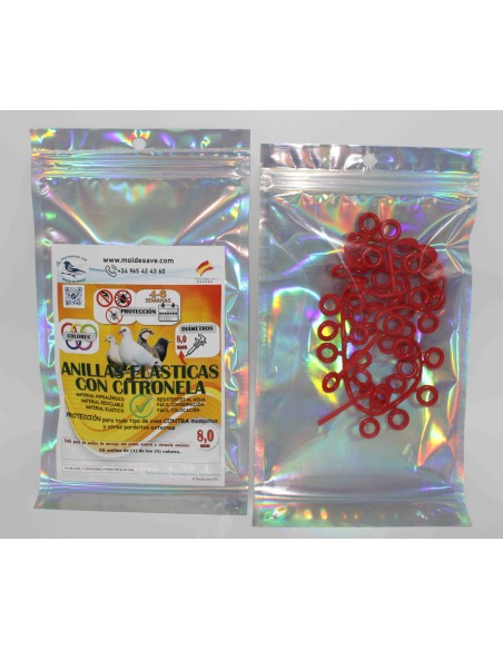 MOLDES AVE ANILLAS DE MARCAJE CON CITRONELA ANTIPARÁSITOS PARA PALOMOS 8 MM - 50 UNIDADES ROJO AZUL AMARILLO VERDE ROSA Ø8 - 3