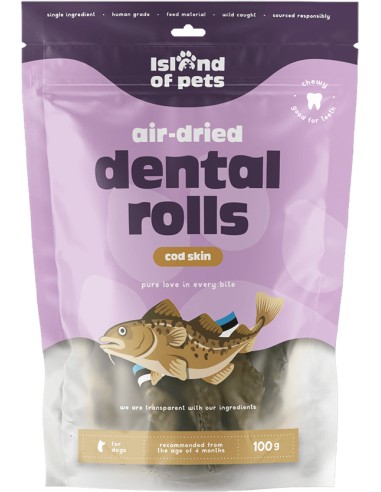 ISLAND OF PETS DENTAL ROLLS REDFISH ROLLITOS DE BACALAO - 100 GR 100 GR