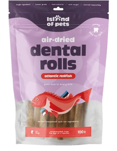 ISLAND OF PETS DENTAL ROLLS REDFISH ROLLITOS DE GALLINETA - 100 GR 100 GR
