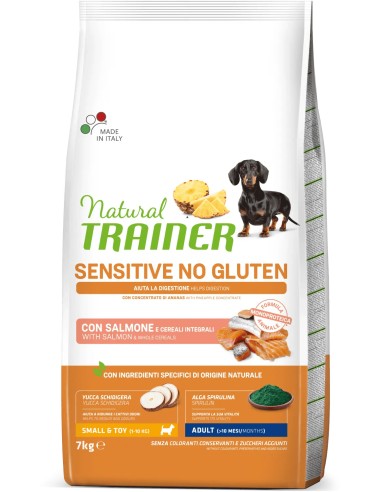 NATURAL TRAINER DOG SENSITIVE NO GLUTEN SALMON PARA PERROS PEQUEÑOS Y TOY 2 KG 7 KG