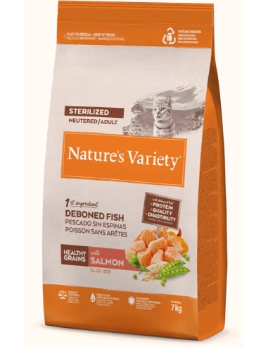 NATURES VARIETY HEALTHY GRAIN PESCADO BLANCO PARA GATOS ESTERILIZADOS 3 KG 300 GR 1 25 KG