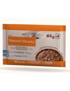 NATURES VARIETY BOCADITOS EN SALSA PAVO Y ATÚN - 4 X 85 GR 4 X 85 GR