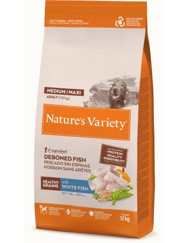 NATURES VARIETY HEALTHY GRAIN PESCADO BLANCO PARA PERROS MEDIANOS Y GRANDES 3 KG 10 KG