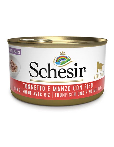 SCHESIR ATÚN CON BUEY Y ARROZ EN AGUA DE COCCIÓN PARA GATOS - 85 GR (14 UNIDADES) 14 X 85 GR - 2