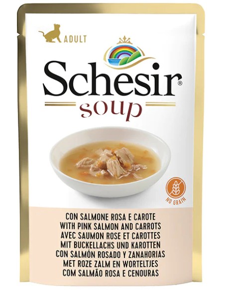 SCHESIR SOPA DE SALMÓN ROSADO Y ZANAHORIA PARA GATOS (20 UNIDADES) - 20 X 85 GR 20 X 85 GR - 2