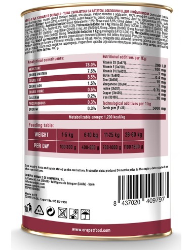 ERA SYBARITE ATÚN Y CERDO CON BATATAS PARA PERROS - 400 GR 400 GR - 4